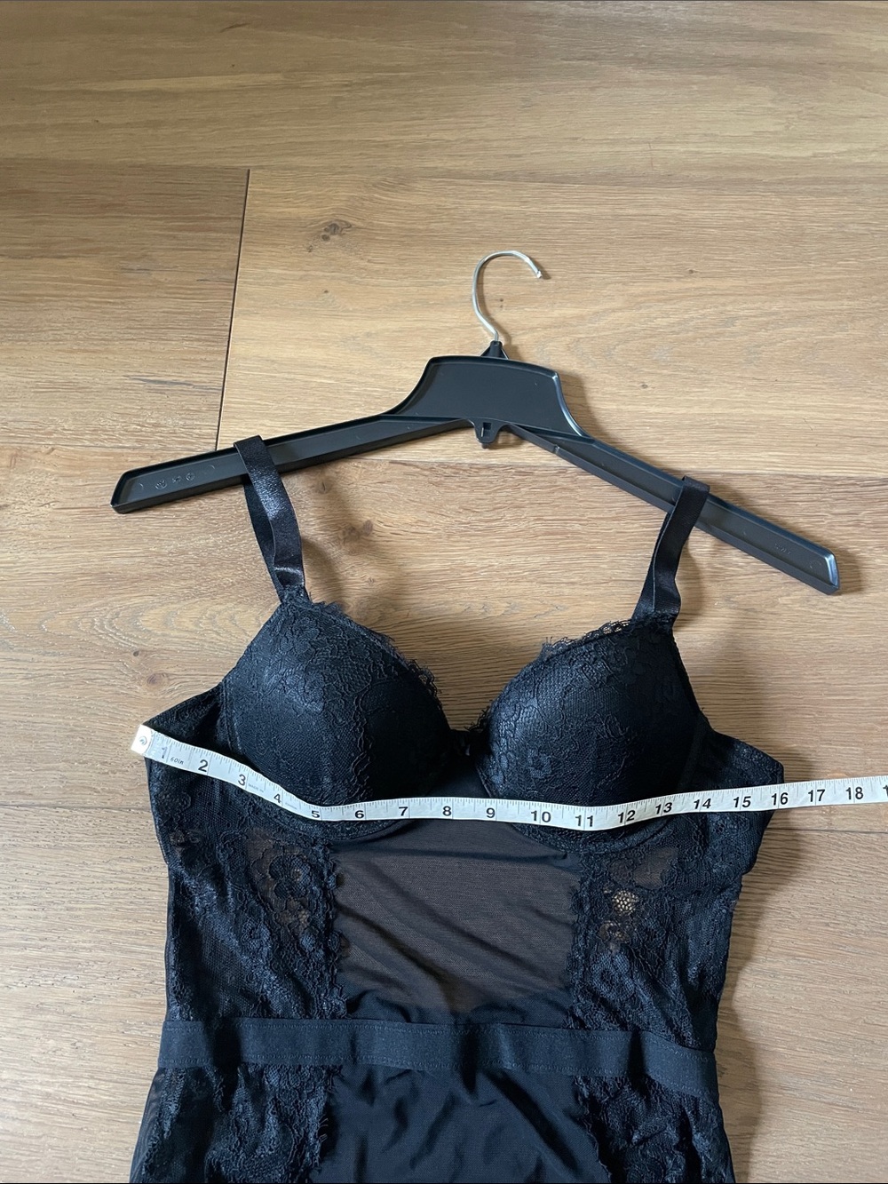Sophie b. Sexy Black Lace Mesh Strappy Bustier Bodysuit Lingerie Teddy Size L - Picture 9 of 9
